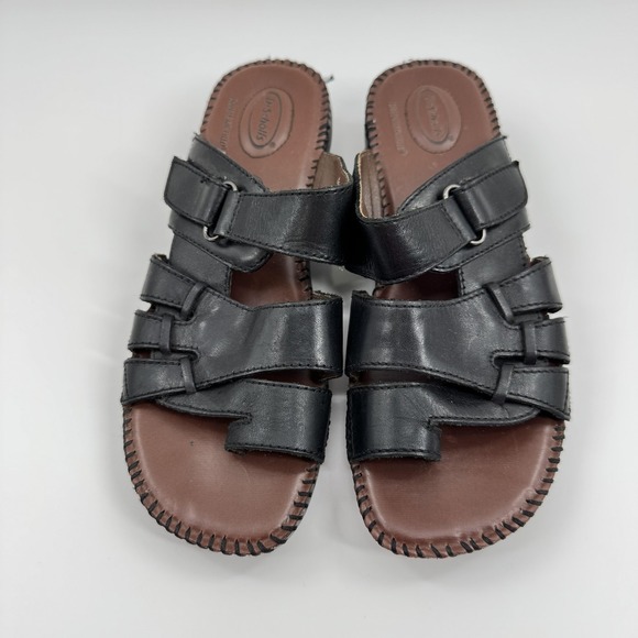 Dr. Scholl's Shoes - Dr. Scholl's Shoes Womens Size 8 Black Karen Leather Slide Sandals Comfort